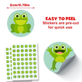 Cute Cartoon Green Frog Labels Stickers Rainforest Reptile Animals Theme Decor for Girls Boy Prince Princess 1st Birthday Party Baby Shower Photography Decorations Supplies 240 PCS Photo Booth Props