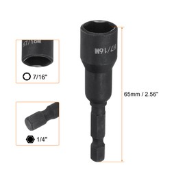 sourcing map Magnetic Nut Driver 7/16" x 1/4" Quick Change Hex Shank Magnetic SAE Nut Driver CRV Steel for Impact Drive Nuts Bolts Driver Bit Set for Drill