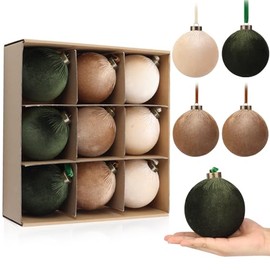 9 PCS Velvet Christmas Balls Ornaments 4inch& 6inch Christmas Large Ball Set for Xmas Tree Decor, Holiday Home Party (Mixed Colors 1, 4inch)