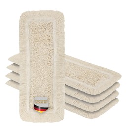 Okaei Pack of 5 Mop Cover (40 cm) – Floor Mop Cover for Dry and Wet Cleaning – Floor Mop Cover for All Standard Mop Holders and Presses – High-Quality Wiper Cover, Beige