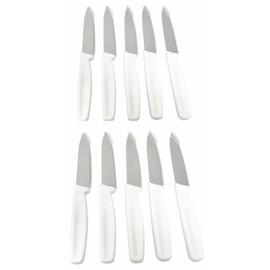 10 Pack - 4" Commercial Kitchen Paring Knives - White Handles, Razor Sharp