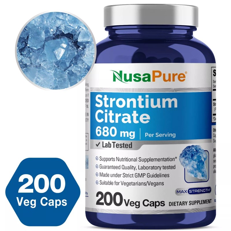 NusaPure Strontium 680 mg 200 Vegetarian Caps (Non-GMO)