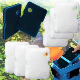 PurifyLogix Replacement Canister Filter Pads for Cascade 700/1000 CCF2UL/CCF3UL Generic Aquarium Floss Media, 2 Upgrated Activated Carbon-Coarse-Activated Carbon Filter Pads and 6 White Floss, 8Pcs