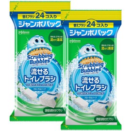 スクラビングバブル 流せるトイレブラシ フローラルソープの香り 替えブラシ ジャンボパック 24コ入り (2セット オリジナルおみくじカード付き)