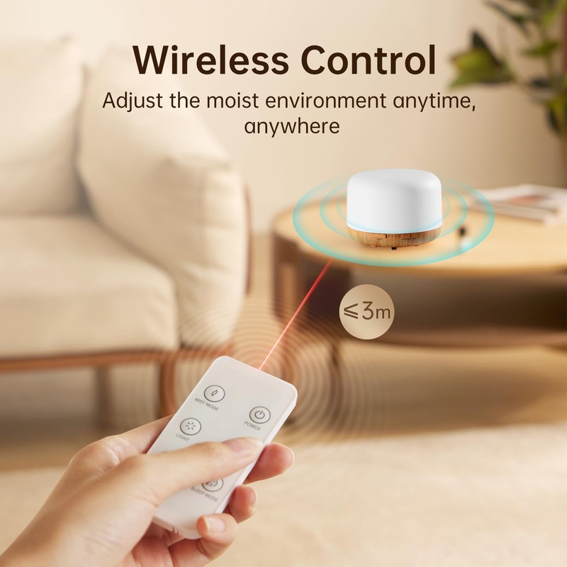 Yogin 500ml Essential Oil Diffuser with Remote Control,Timer & Auto-Off