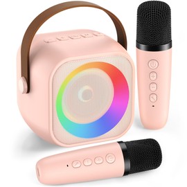 YueME Karaoke Machine for Adults & Kids, Mini Portable Bluetooth Karaoke Speaker with Two Wireless Karaoke Microphones for Girls Boys Home Outdoor Party