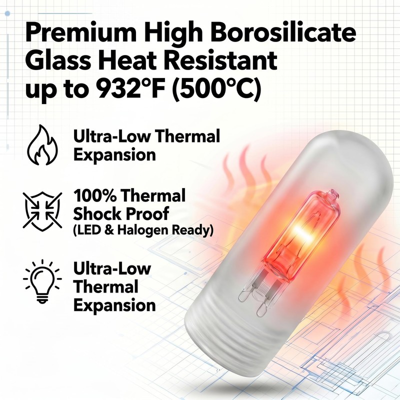 LIFEHIM G9 Glass Bulb Cover, Frosted Borosilicate Light Shade Replacement,