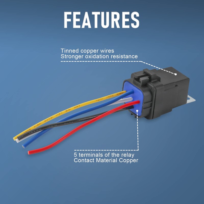 4 Pack 12V DC Waterproof Relay and Harness 40/30 AMP