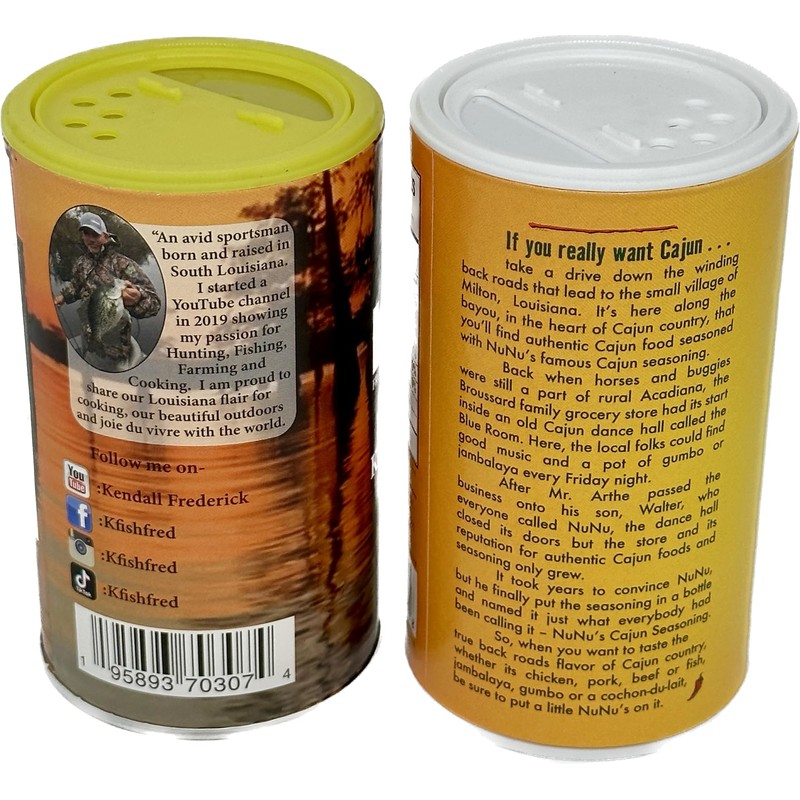 KFRED Kajun Seasoning, 8oz and NuNu's Cajun Seasoning, 8oz Bundle