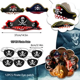 Pirate Party Bags, 96Pcs Pirate Party Favours Pirate Party Decorations,Bag Fillers Pirate Accessories Pirate Party Supplies Keychains Hat Slap Bands Rings,Pirate Treasure Hunt Party Game for Kids