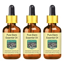 Devprayag Pure Elemi Essential Oil (Canarium luzonicum) with Glass Dropper Natural Therapeutic Grade Steam Distilled (Pack of Three) 100ml X 3 (10 oz)