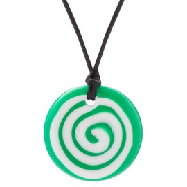 Chewigem Super Tough Chewable Necklace - Sensory Chew Necklace & Simming Aid for Focus & Tension Reduction - Calming Aid for Sensory Processing Difficulties & More for Kids and Adults, Green/White