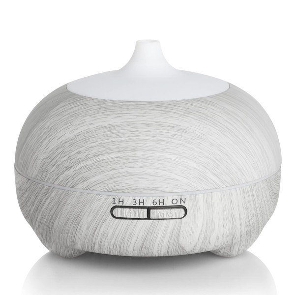 Hianjoo 500ml Aroma Diffuser, Ultrasonic Humidifier Essential Oil Diffuser with 14 LED Colours, Bedroom - Great Choice Gifts for Christmas and New Year (White)