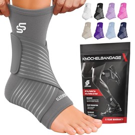 Sleeve Stars Ankle Brace - Plantar Fasciitis & Achilles Tendon Relief, Ankle Bandage with Adjustable Strap, Ankle Brace, Foot Bandage for Right or Left (Pack of 1, Grey, Large)