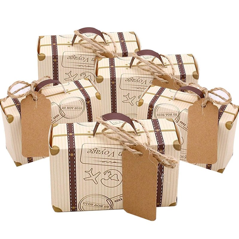 Hodeacc 50Pcs Mini Suitcase Candy Boxes Wedding Favor Boxes Party