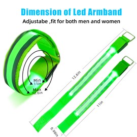 Led Armband 4-Pack High Visibility Running Gear Light Up Reflectors Bracelet Safety Glow Wristband Reflective Strips with Flashing Light for Runners Men Women Kids Pets Night Sports Jogging Cycling