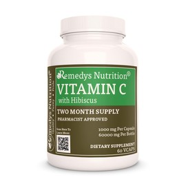 Remedy's nutrition Vitamin C with Hibiscus 1,000mg per Capsule/60,000mg per Bottle/Vegan Caps