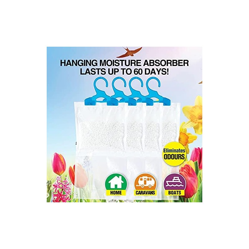 [4PCE] Xtra Kleen Dehumidifier Bag with Hanger, Effective Moisture Absorption,