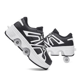 Roller Skates for Women - Retractable Roller Shoes 2-in-1 for Indoor & Outdoor Skating with Adjustable Wheels