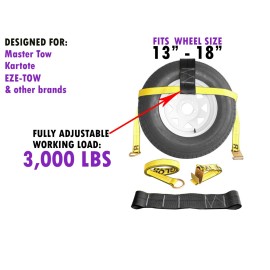 RuggedTow Adjustable Tow Dolly Basket Straps for Car Tie Down Universal Fit (1 PAIR)