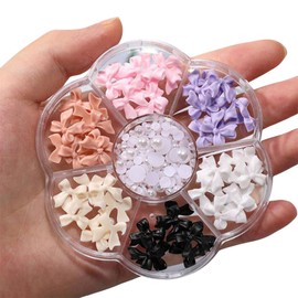 3D Bow Nail Charms,1Box 7Grids Bowknot Butterfly Bear Pearl Nail Art Charms,Resin Bow Nail Art Decorations for Women Girls Nail Art Design DIY Crafts (D Pattern)