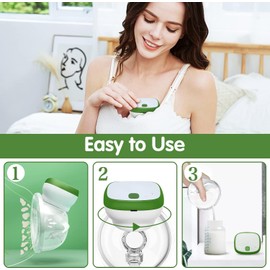 Breast Pump, Hands-Free Wearable Electric Breast Pump Portable Rechargeable LED Display Breastfeeding Breast Pump 3 Modes with 28mm 24mm 21mm Flanges (Green)