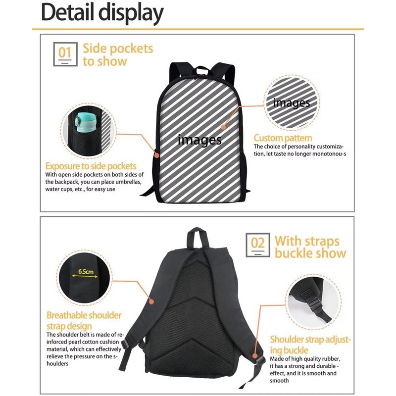 Gongbawa African Black Boy Bookbag 3 In 1 Set for