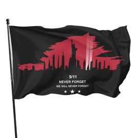 911 Never Forget (8) Flag 3 X 5 Ft Patriotic House Flag Polyester with Brass Grommets For Lawn Patio Yard Garden Home Outdoor Decor Fade Resistant Banner