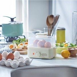 【Toffy/トフィー】 エッグスチーマー K-FS2 ゆでたまご コンパクト カンタン ゆで具合調整可能 半熟 固ゆで 最大6個まで お弁当 レトロ かわいい K-FS2 (アッシュホワイト)