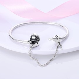 Parmuz 925 Sterling Silver Bracelet Snake Chain Charm Bracelet Evil Eye Dream Catcher Key Love Heart Clasp Travel charm Iconic Moments European Bracelet Jewelry Gift for Woman