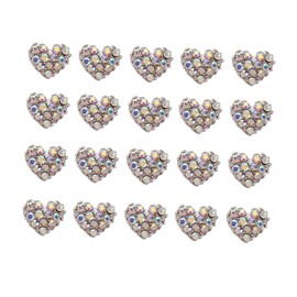 Vaguelly 20pcs Heart Rhinestone Nail Charms for DIY Nail Art Decoration Shiny Glitter Stickers for Glamorous Manicure Design