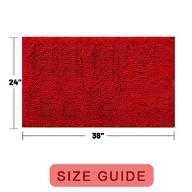 AINAHYVA Bathroom Rugs Chenille Bath Rug,Super Absorbent Chenille Bathroom mat and Strong PVC Non-Slip Backing for Toilet Rugs Washable,Machine Washable,Bath Mats for Bathrooms, 36"x24", Red