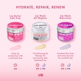 100% Natural Vegan Lip Butter Sleeping Lip Mask, Overnight Lip Moisturizer and Conditioner for Dry Lips Intensive Lip Balm and Lip Therapy Skin Care with Mango butter (Bakuchiol - Collagen Boosting)