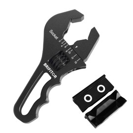 BRIFITOR AN Fittings Wrench 3AN-16AN Adjustable Aluminum Hose Fitting Wrench, Black (With 4" Vise Jaws Pads)