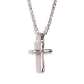 Cross Necklace for Women,18k Gold Plated Womens Cross Necklace with Simple Pendant,Stainless Steel Adjustable Necklace-silver