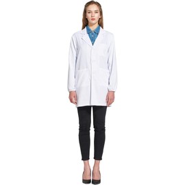 Icertag Coat, Laboratory Coat, Doctor's Coat, Doctor's Coat for Women, White Coat for Women, Suitable for Students, Science Laboratory, Nurse, Women
