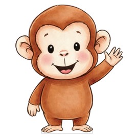 EnjoyView Cartoon Monkey Life Size Cardboard Cutout 1FT Woodland Safari