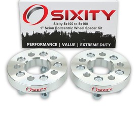 Sixity Auto 2 pc 1" 5x100 Wheel Spacers compatible with Scion tC xD M12x1.5mm 1.25in Studs Lugs