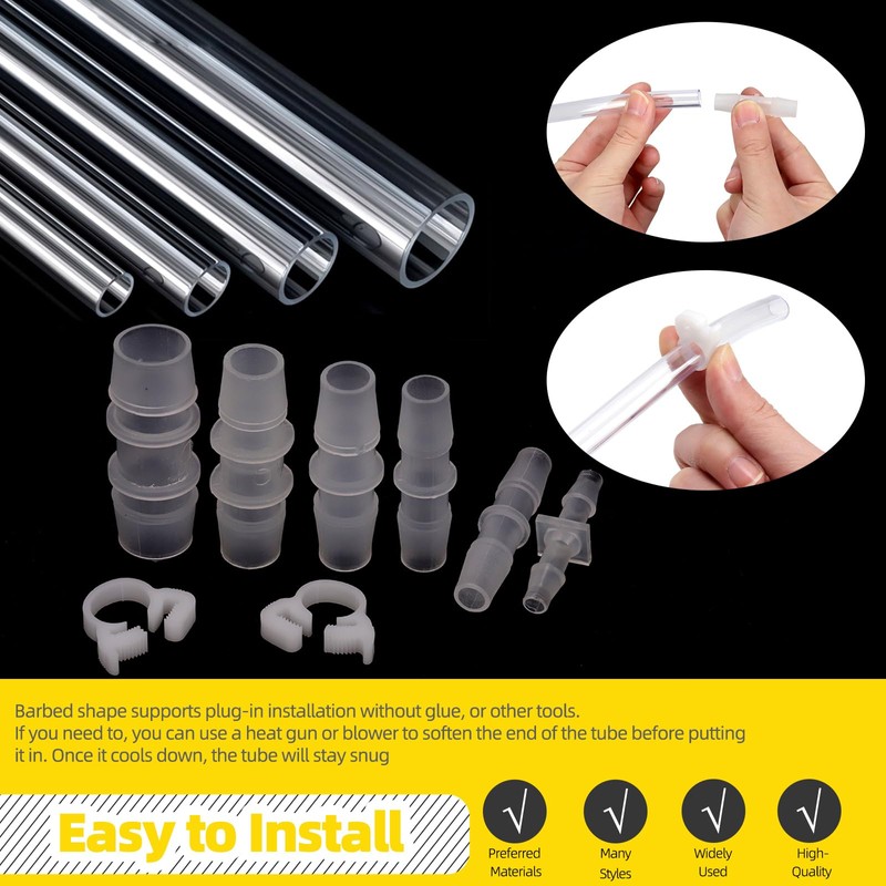 Mardatt Hose Barb Fittings Kit, Assorted Sizes Plastic Pipe Joint