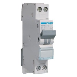 Hager MKN510 Circuit Breaker 10A 2P 1P+N 2-Pin 1-Pin + N 6kA B-Characteristics 1M Narrow Design LS Switch (MKN 510)