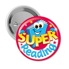 10 Super Reading Comprehension Childrens Pupils Smiley Motivational School Praise Teachers Reward Badges 38mm Primary Teaching Services