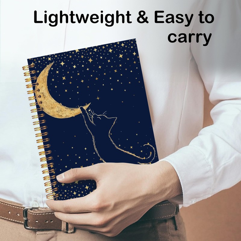 FOPENEM Cat and Moon Notebook 8.3x5.5 Inches – Starry Night
