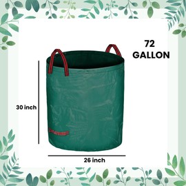 Garden Collection Bags, 72 Gallon Reusable Yard Waste Bags, Heavy Duty Garden Bags with Gardening Gloves, Camping Yard Recycling Bag for Leaves