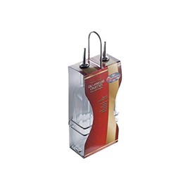 Winco GOB-16S, 5.2'' x 2.8'' Oil And Vinegar Cruet Set With Stainless Steel Chrome Plated Rack And Two 16 Oz. Square Glass Bottles, Salad Dressing Cruets