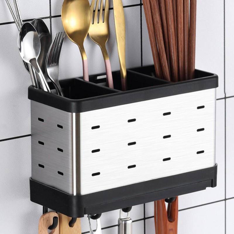 Utensil Holder Stainless Steel Multifunctional Wall Mount Utensil Drying Rack
