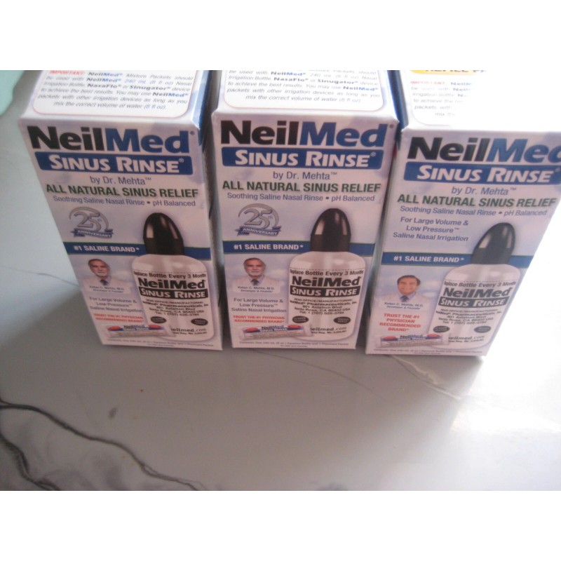 lot of 3 -NeilMed Sinus Rinse Bottle W/Premix Packet Exp