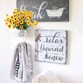 MHMJON Sunflowers Artificial Flowers Fake Fall Flowers Faux Flowers Silk Flower Arrangements for Indoor Outdoor Home Kitchen DIY Table Centerpieces Wedding Decor（4 Bundles）