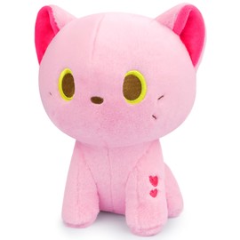 LSYDCARM Cat Plush Toy, Cute Pink Cat Stuffed Animals Kawaii Cat Plushie Doll, Creative Soft Stuffed Cat Plush Toys for Kids Boys Girls Birthday Home Decor