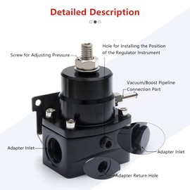 APIELE Fuel Pressure Regulator, Aluminum Fuel Regulator Kit with 0-160psi Pressure Gauge and Adapter (Black)