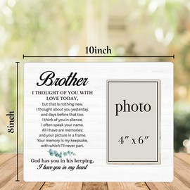 AKFVNSFK Memorial Gifts for Loss of Brother Picture Frame, Brother Loss Sympathy Gifts, I Have You in My Heart Photo Frame for 4 x 6 Inch Photo